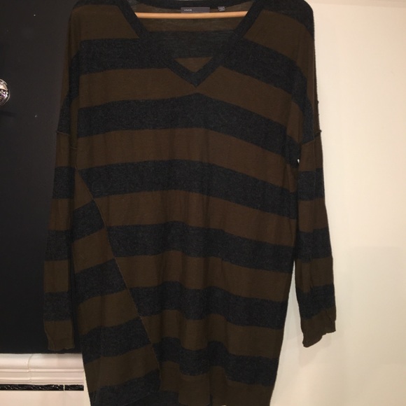 Vince striped v-neck sweater featherweight wool M - Picture 3 of 5
